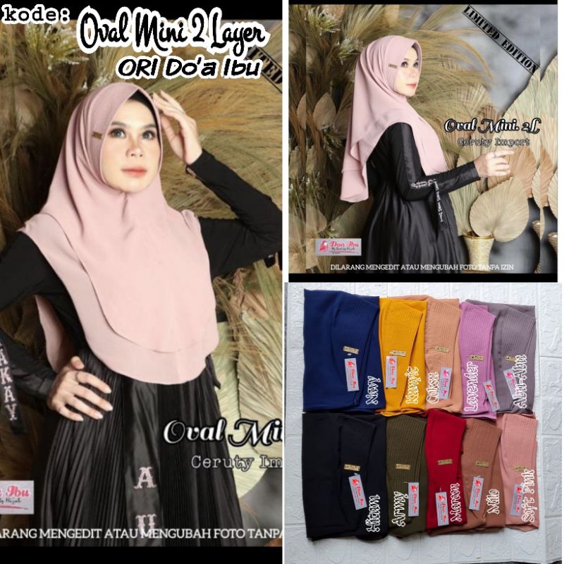 AM | Jilbab Ceruty 2 Layer Oval Mini Soft Ped | Hijab Ceruty 2 Layer ORI Doi