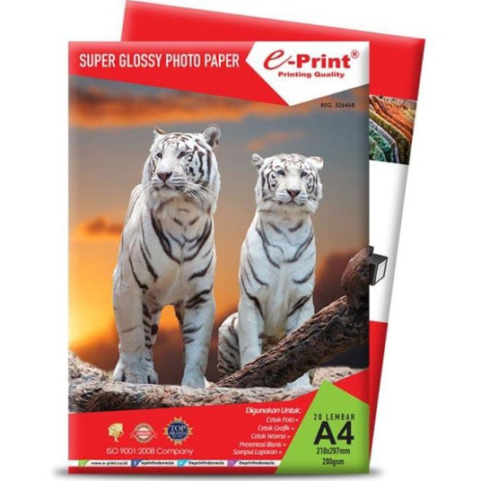 

Paper Photo Super Glossy A4-200 gsm E-print - Kertas Foto Glossy A4-200 gsm