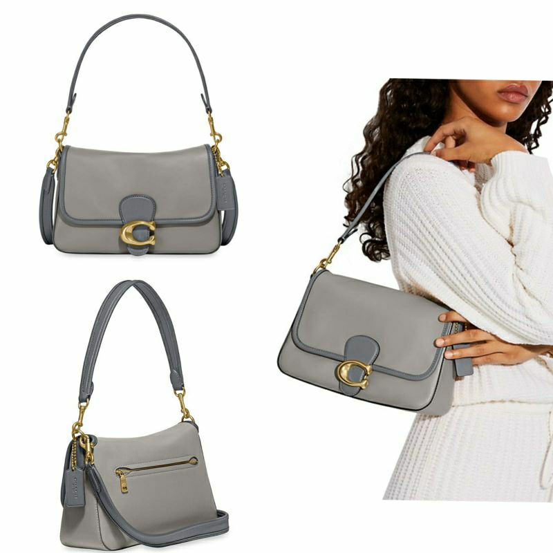 Coach Soft Tabby Leather Shoulder Bag Dove Grey multi