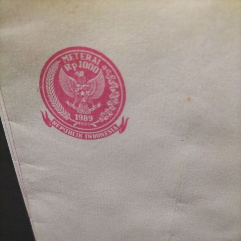 

kertas segel Rp 1000 tahun 1989 double