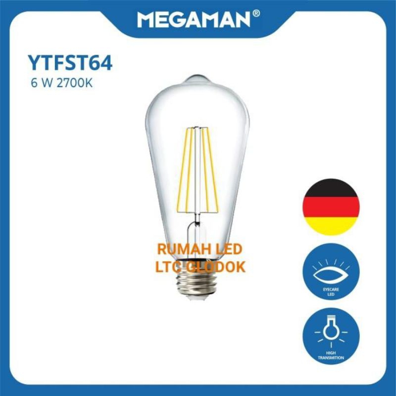 MEGAMAN Lampu Filament YTFST64 2200K (Warm White) 6W