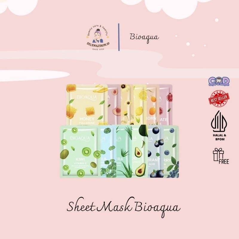 { RESELLER RESMII } ( BPOM ) BIOAQUA Sheet Mask Hydrating Face Mask Brighttening 25 gram / Masker Wa