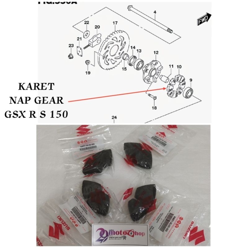 Karet Bantalan Nap Gear Tromol Belakang Suzuki GSX R S 150 Absorber Cushion ORI SGP