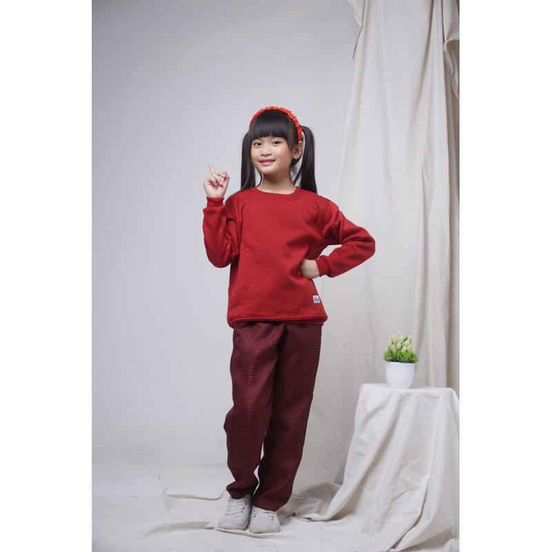 Crewneck Anak Basic Polos|sweater oblong anak| Bahan Fleece Tebal (Laki-laki/Perempuan)