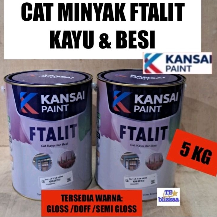 FTALIT 5kg Warna Gloss / Warna Doff / Ftalit Silver Cat Minyak Kayu Besi 5kg Ftalit