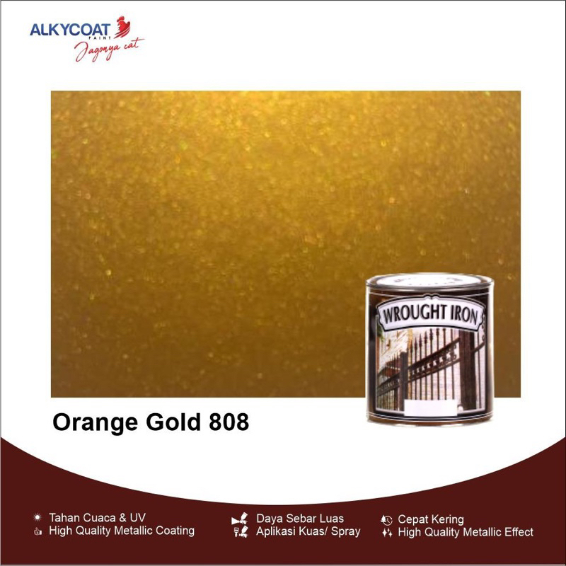 Stok Baru CAT BESI TEMPA WROUGHT IRON / Cat Besi / Cat Pagar Besi Wrought Iron 0.9 Liter - (Orange