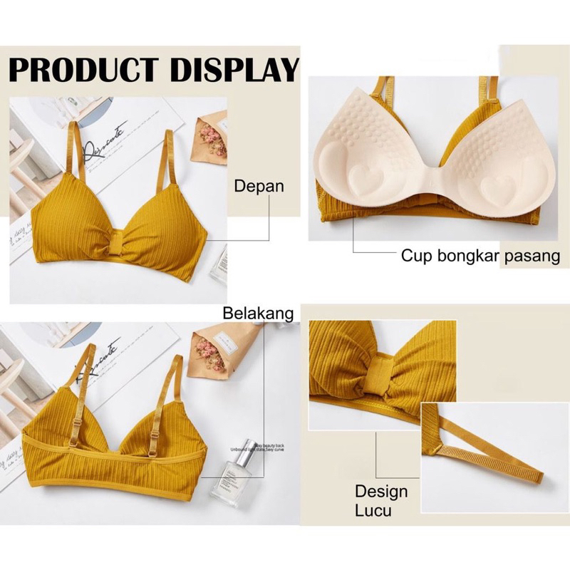 Sport Bra BH (T82) Bra Fashion Wanita Bahan halus Bra tanpa kawat