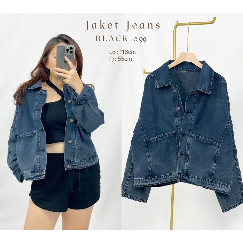 MDLV ~ Jaket Jeans Wanita Pita Rumbai Black 0.99