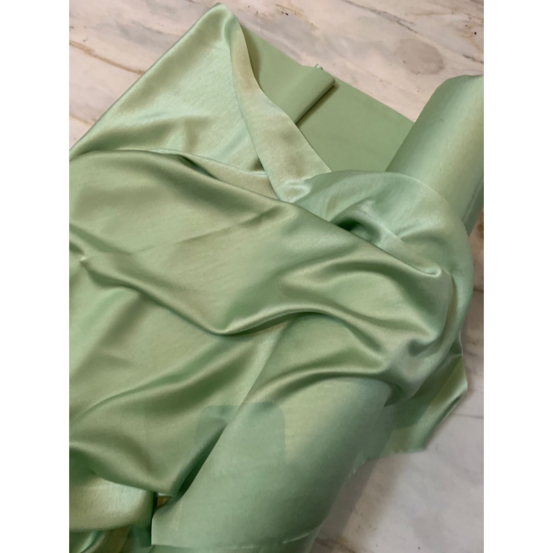 Kain Satin Silk Bahan Maxmara Original Bahan Bridesmaid Warna Hijau Wardah Mint