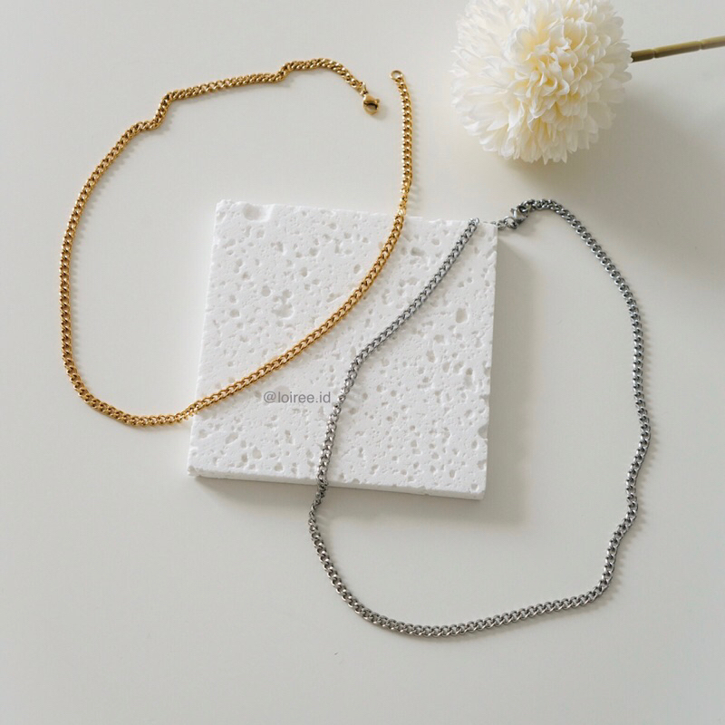 RHONEY | Everyday Collection - Gold Plated Petite Thin Cuban Chain Necklace - Kalung Wanita