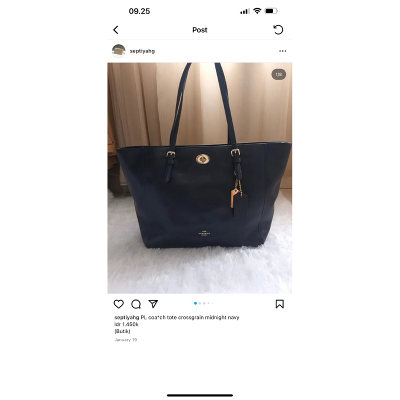 AUTH - Coach tote crossgrain midnight navy