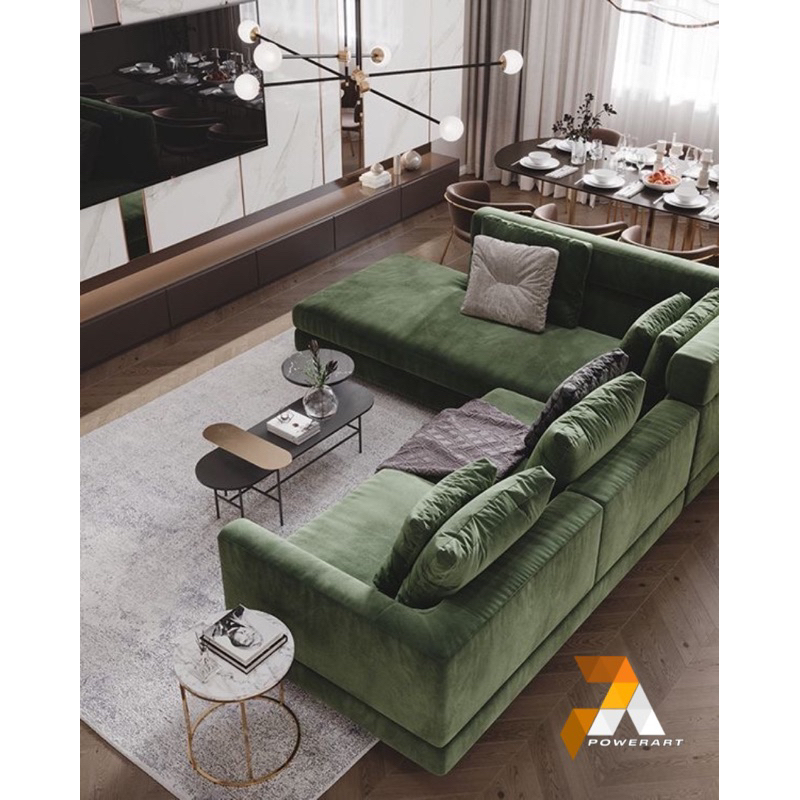 Sofa Tamu L bludru Modern Minimalis Kursi Sofa Tamu Kayu jati Sofa Sudut Premium