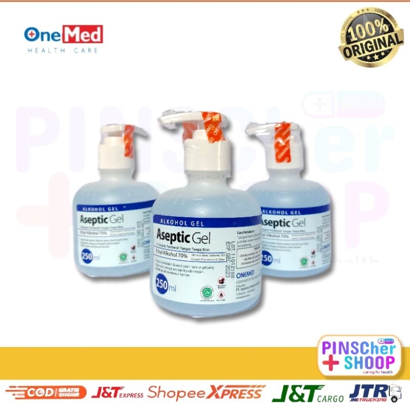 ASEPTIC GEL ASEPTIK 250 ML + PUMP HANDSANITISER GELL ONEMED
