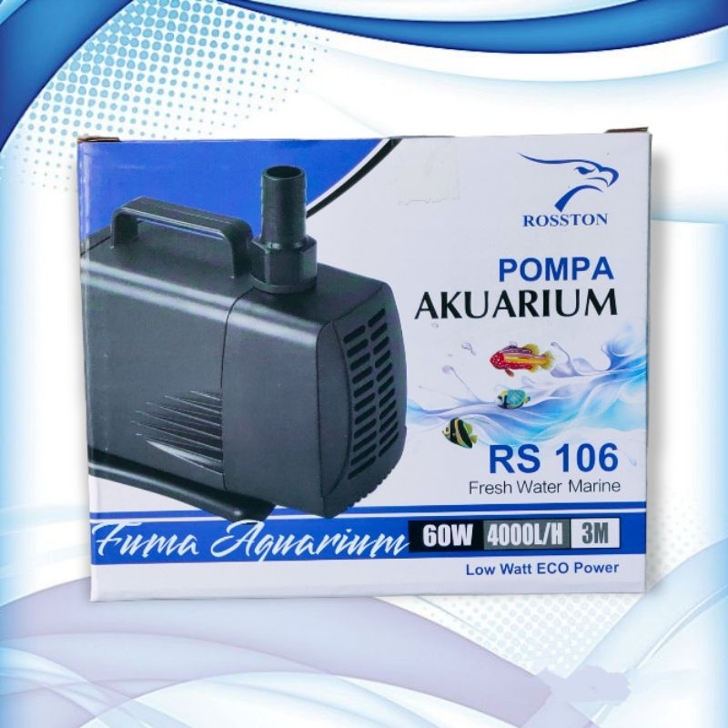 Pompa Air Celup Rosston RS 106 Filter Kolam Aquarium Hidroponik Waterfall Low Watt Eco Power