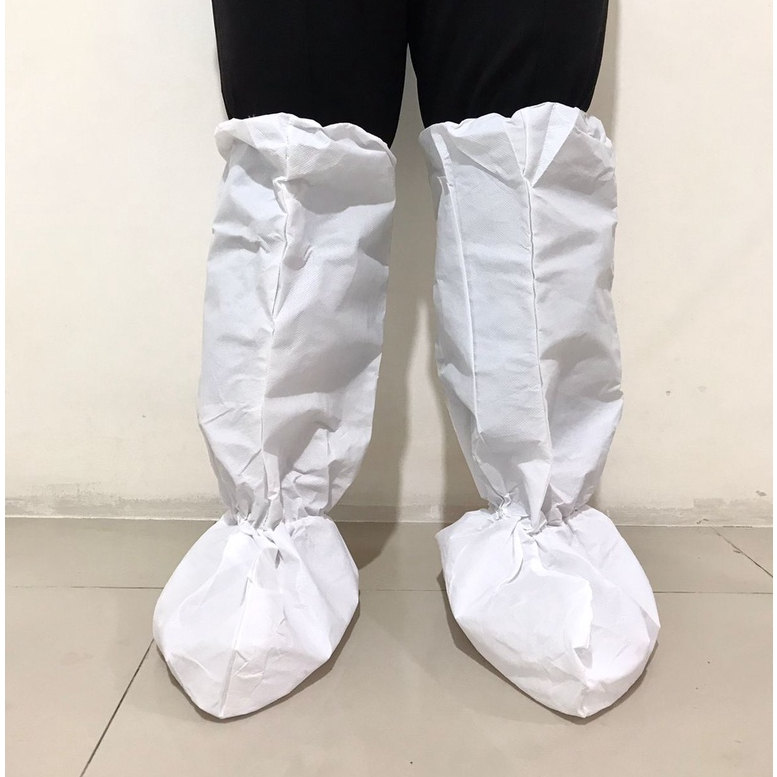 Shoes Cover APD Non Woven Pelindung Sepatu Tinggi Panjang Sekali Pakai SpunbondTebal