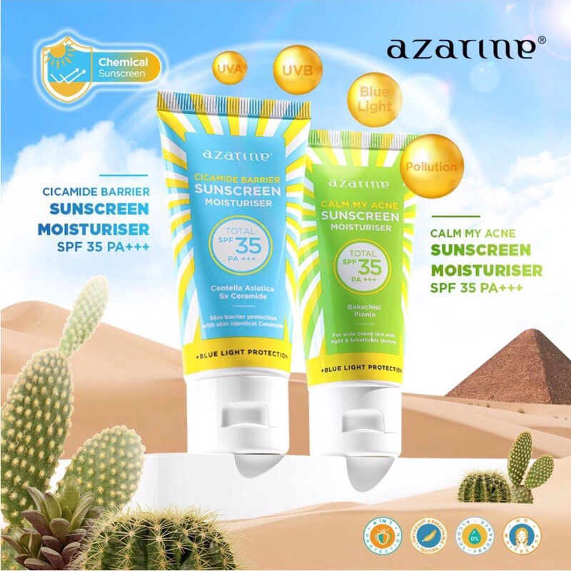 AZARINE SUNCREEN CICAMIDE BARRIER SPF 35PA+++|| CALM MY ACNE SPF 35 PA+++