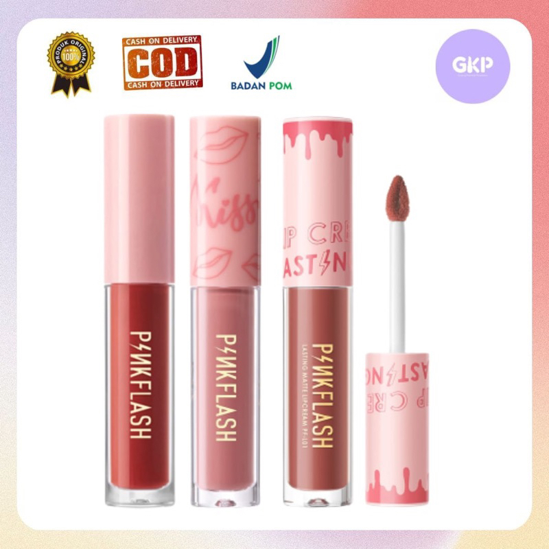 Pinkflash Lasting Matte Lipcream 001 002 N01 N02 N03 N05 N06 P01 P04 R01 R02 R04 BPOM 100% ORIGINAL