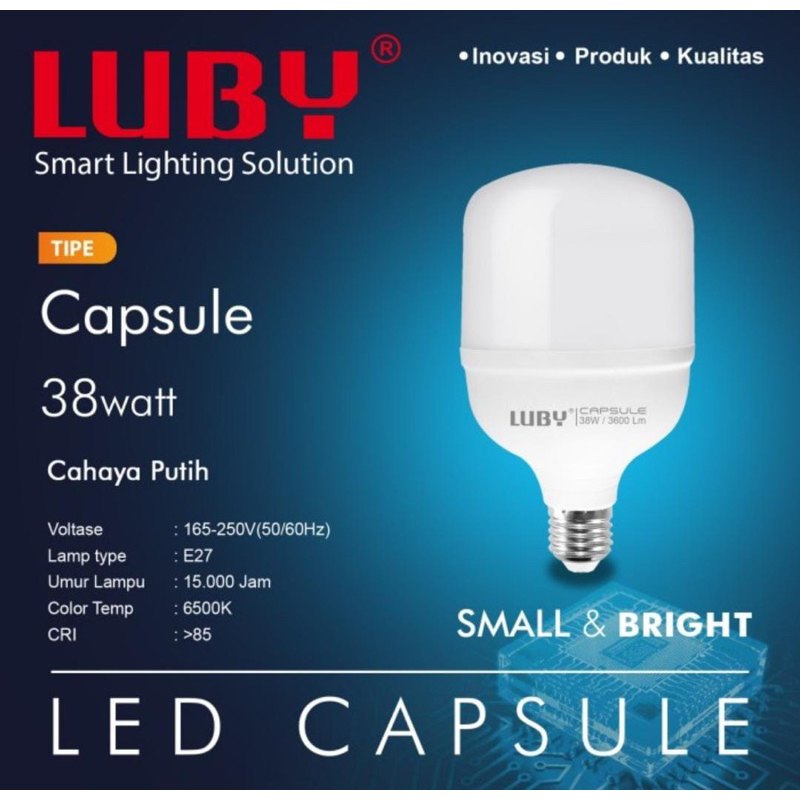 Led Luby New Capsule 38w - Luby Capsule Putih T Bulb Kapsul