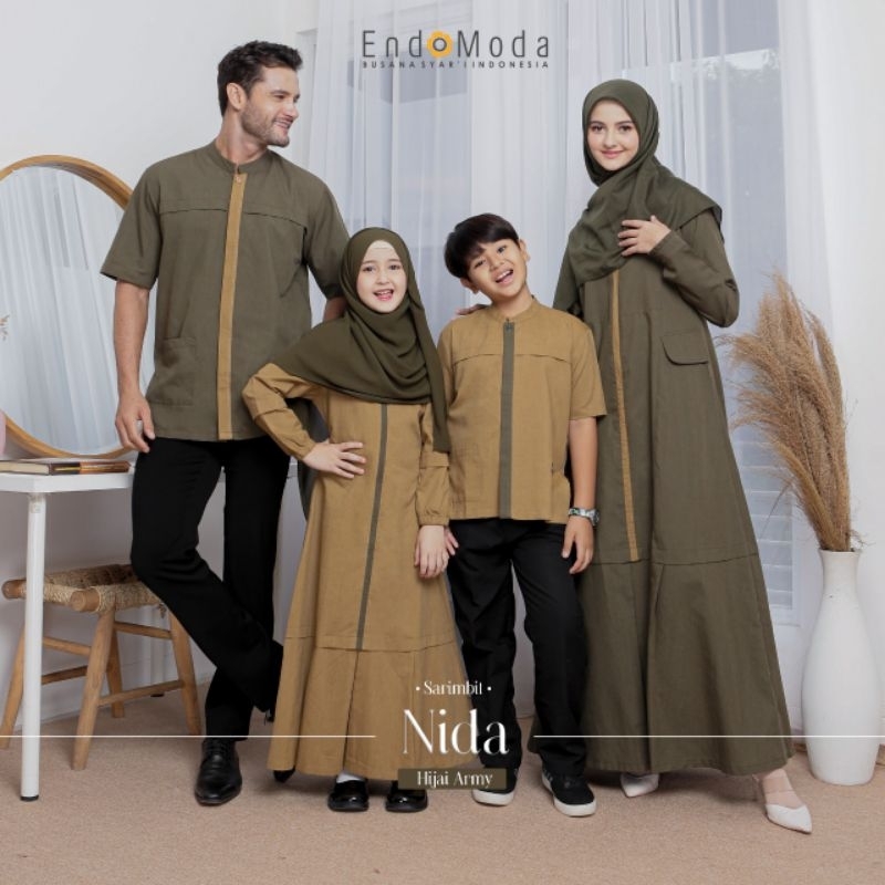 ENDOMODA NIDA HIJAU ARMY SARIMBIT KELUARGA PROMO TERLARIS ORIGINAL