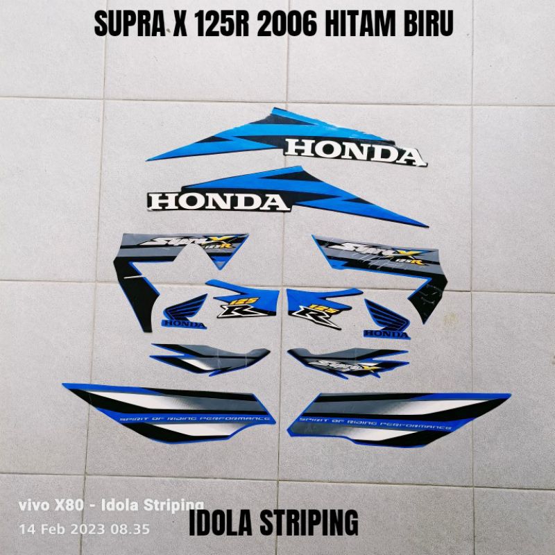 Striping Supra X 125R 2006 Hitam Biru