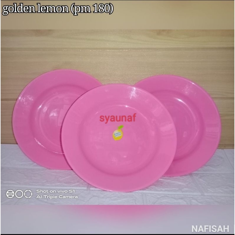 piring makan golden lemon/sunkist bahan pelastik bagus