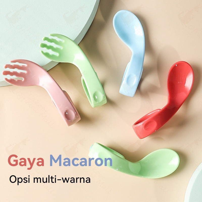 2pcs Sendok garpu anak bayi set Sendok makan anak belajar lucu Training Spoon Fork Stainless