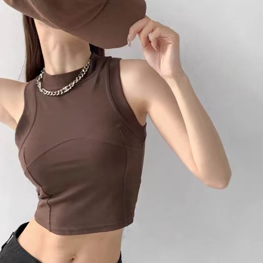 【MISSHONEY】Turtleneck Cropped Tank Top 7115