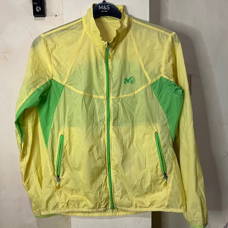 Thirft Jaket Running Merk Millet Warna Kuning Hijau | Preloved | Second Murah