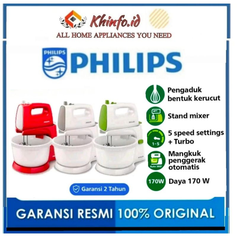 PHILIPS HR-1559 stand MIXER/PHILIPS HR1559/HR1559 GARANSI 100% ORI/Philips 170 Watt stand Mixer with