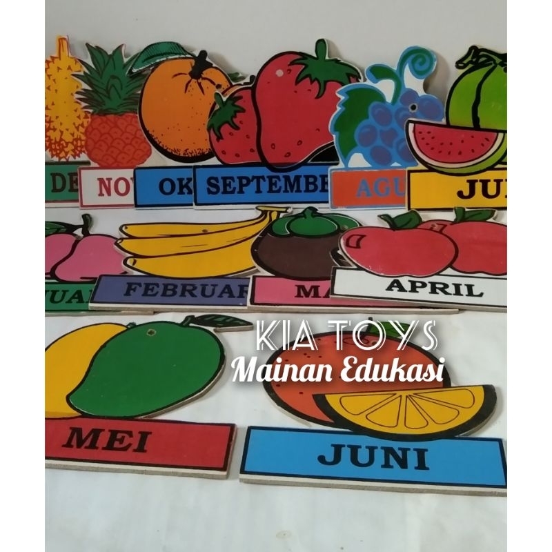 Pajangan Edukatif APE TK PAUD Buah Bulan Kayu