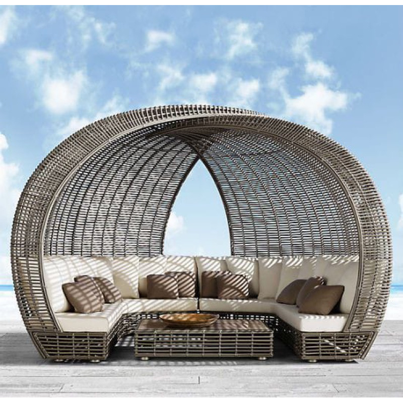 Daybed rotan outdoor gazebo rotan sintetis terlaris