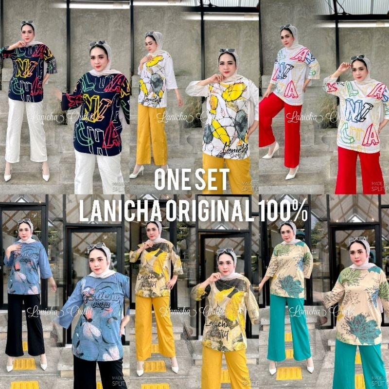 VRN ID - ONE SET OVERSIZE LANICHA/SETELAN KAOS OVERSIZE/SETELAN LANICHA/SET TERBARU/LANICHA PREMIUM