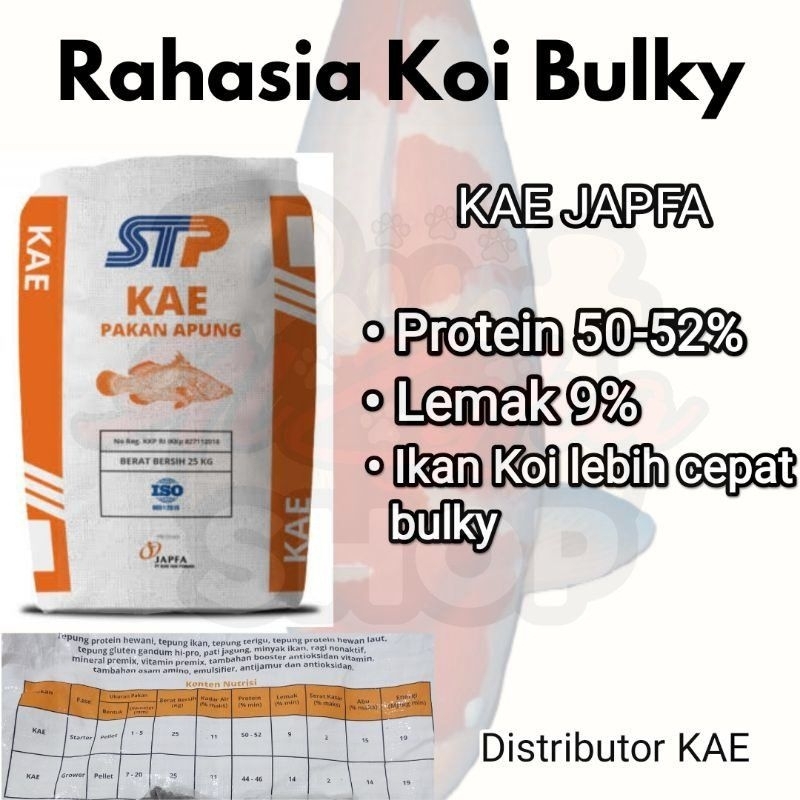 (20kg/1 zak) New Packaging Pakan Ikan KOI KAE STP JAPFA Protein 50%-52%