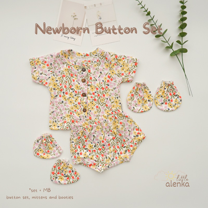 Alenka - Newborn Button Set / Setelan Baju Bayi (Kancing)