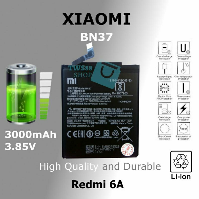 Baterai Battery Xiaomi Redmi 6/6A BN 37/100% ORIGINAL