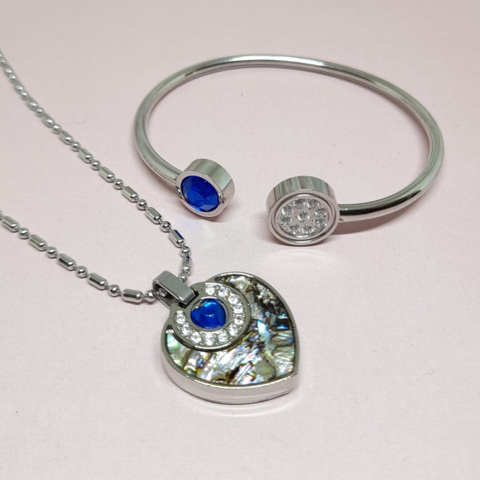 1 SET Kalung &amp; Gelang Kesehatan Quantum Pendant Permata Bio Energy - Gelang + Kalung+ Box + Sertifikat Card - COD [ Bayar di Tempat ]