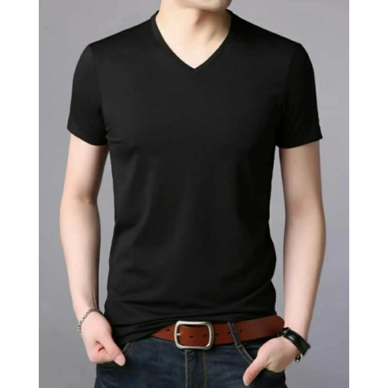 kaos polos lengan pendek V Neck/kaos v neck pria