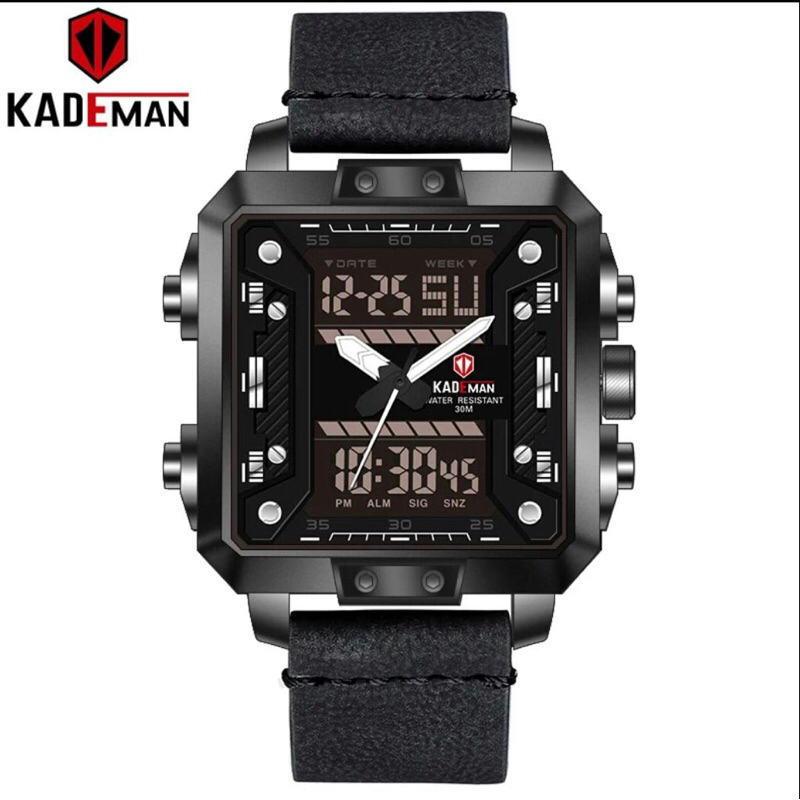 jam tangan kademan K9030 tali kulit water resistain