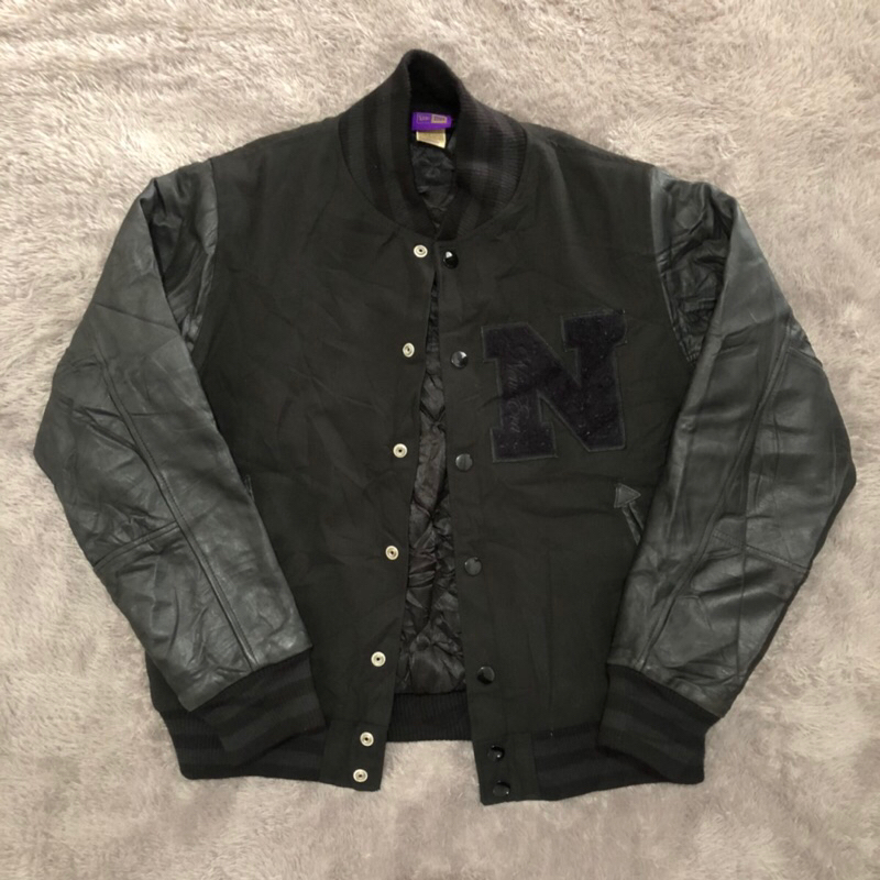 Jaket Varsity New Era Leather Kulit Second