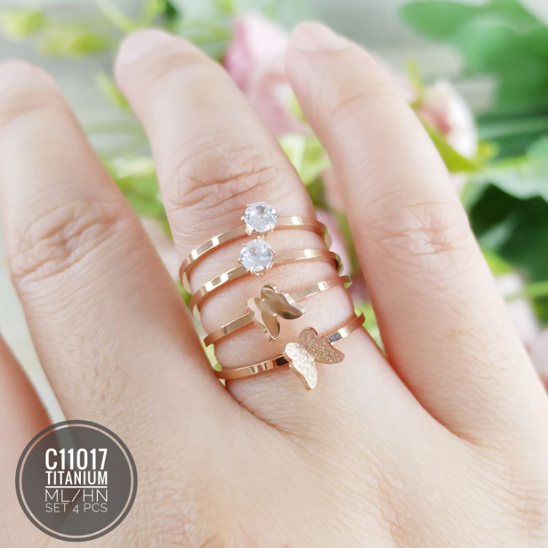 Cincin Titanium Kupu Set 4pc C11017