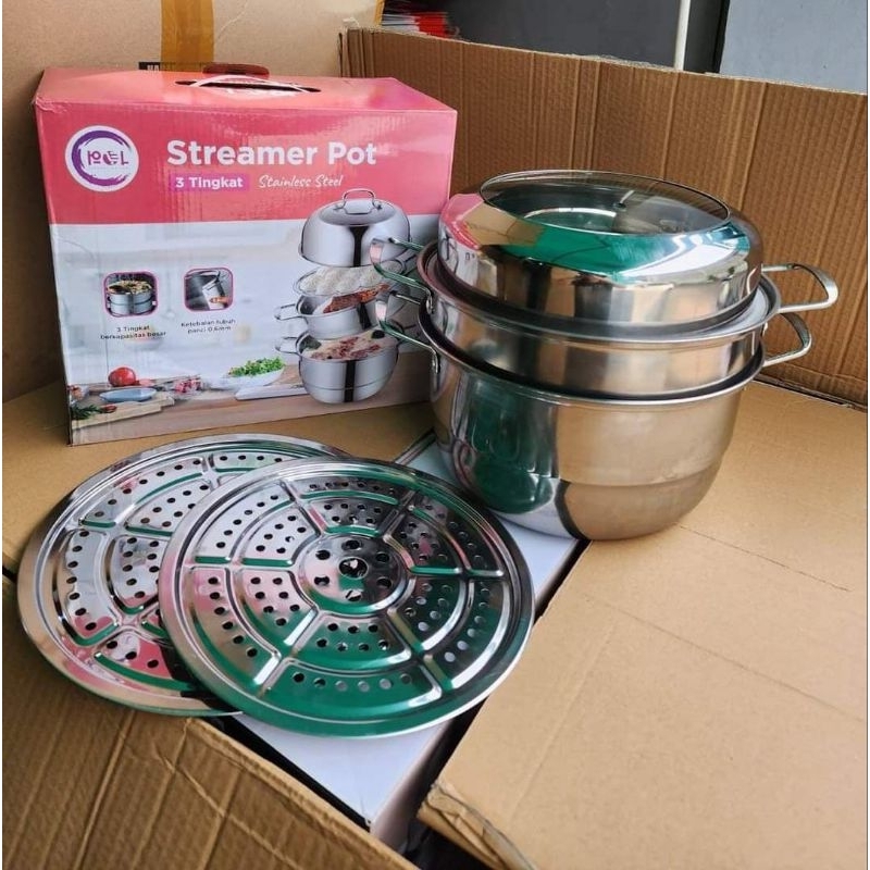 Panci Steamer 3 Susun Stainless, Steamer Pot 3 Susun, Panci Susun Stainless