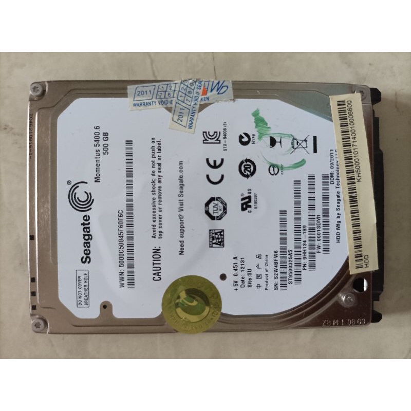 HDD Sata 2.5 / HD Laptop 500 GB Seagate (SECOND)