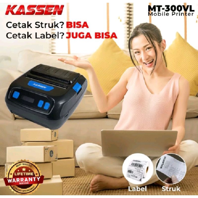 Printer thermal cetak barcode resi expedisi ukuran 80mm, tanpa listrik mudah dibawa kemana saja