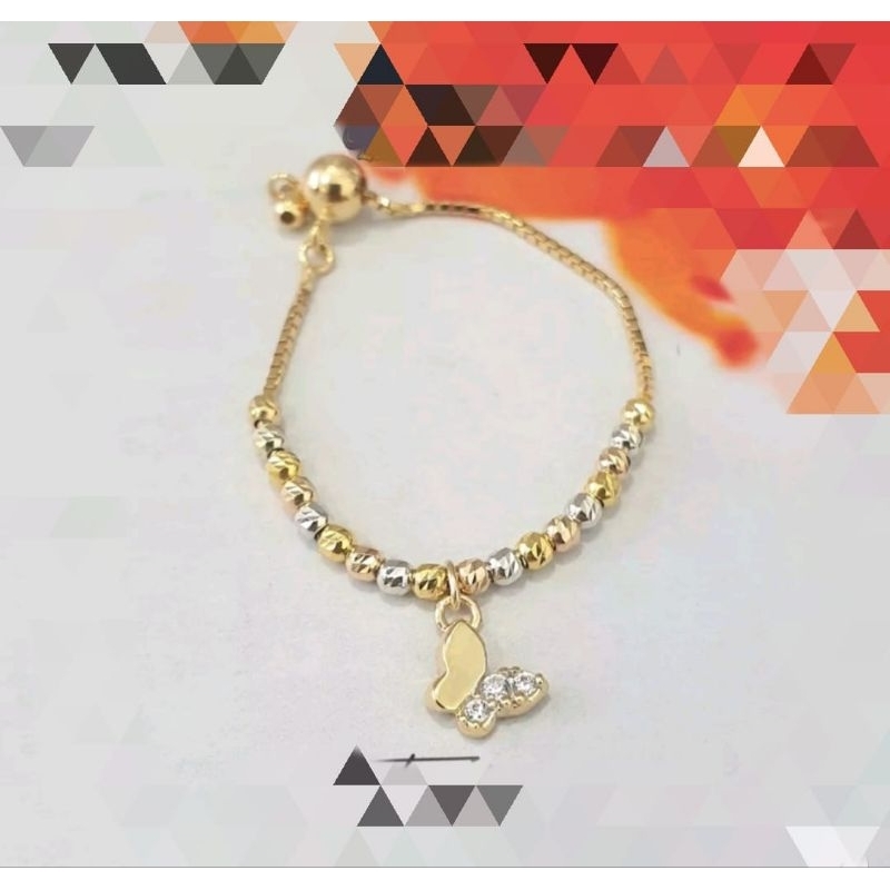 Adjustable Ring Chain Butterfly Gold Cincin Serut Millie Molly Rante Emas Kupu 17k