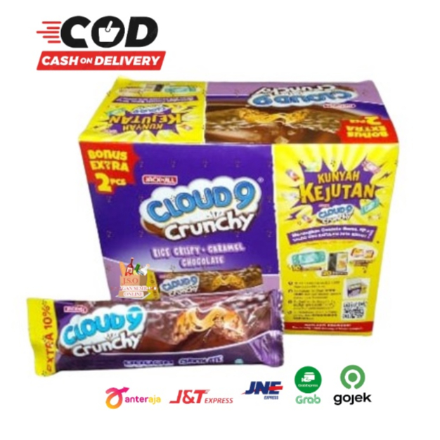 (JSO) Cloud 9 Crunchy Wafer Bar Coklat Renyah 400gr 1 box 24 pcs Jack &amp; Jill  Wafle Waffer Biskuit Renyah Snack Cemilan Anak