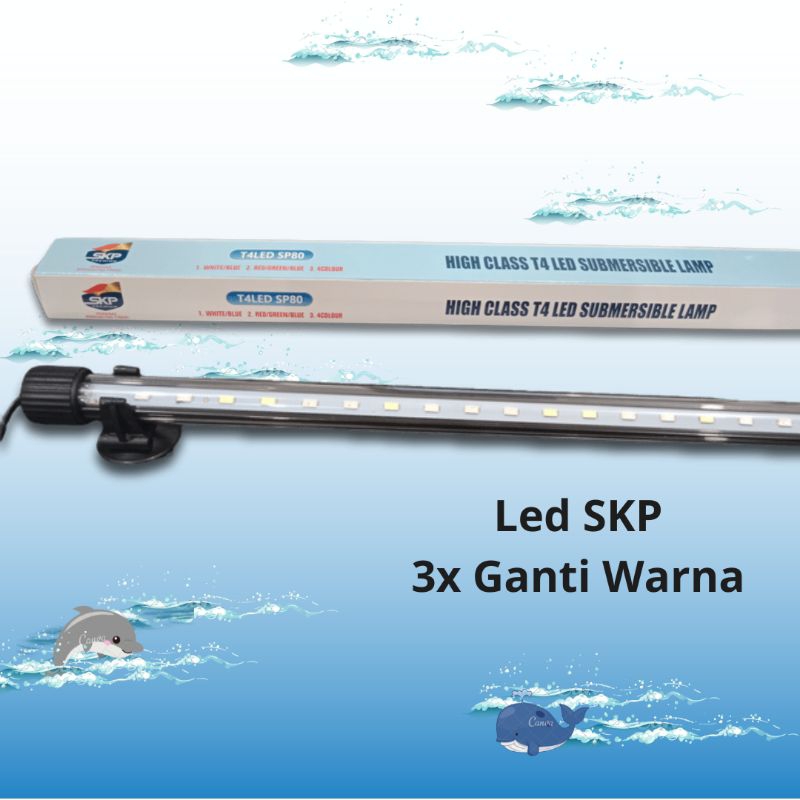 Lampu LED Celup Aquarium SKP T4LED SP 80 3X GANTI WARNA + PACKING PIPA