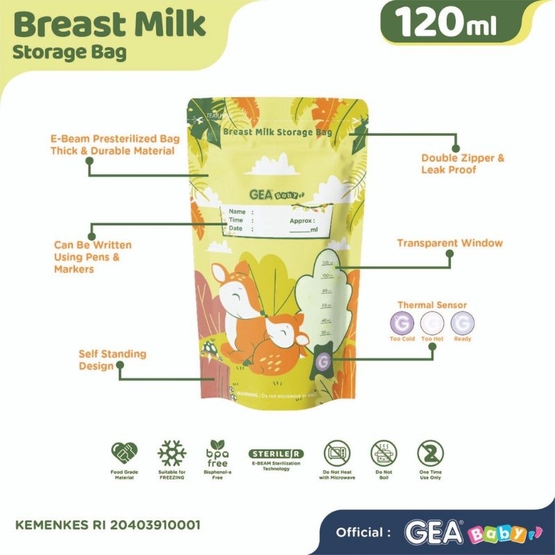 GEA BABY KANTONG ASI 120ML - MILKY HOUSE BREAST MILK BAG 120ML - PLASTIK SUSU MURAH