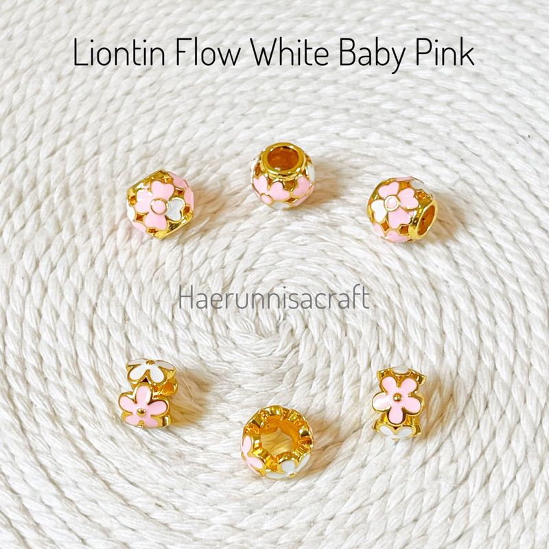 Liontin Flow White Baby Pink Charm Untuk Gelang dan Kalung Emas Fashion