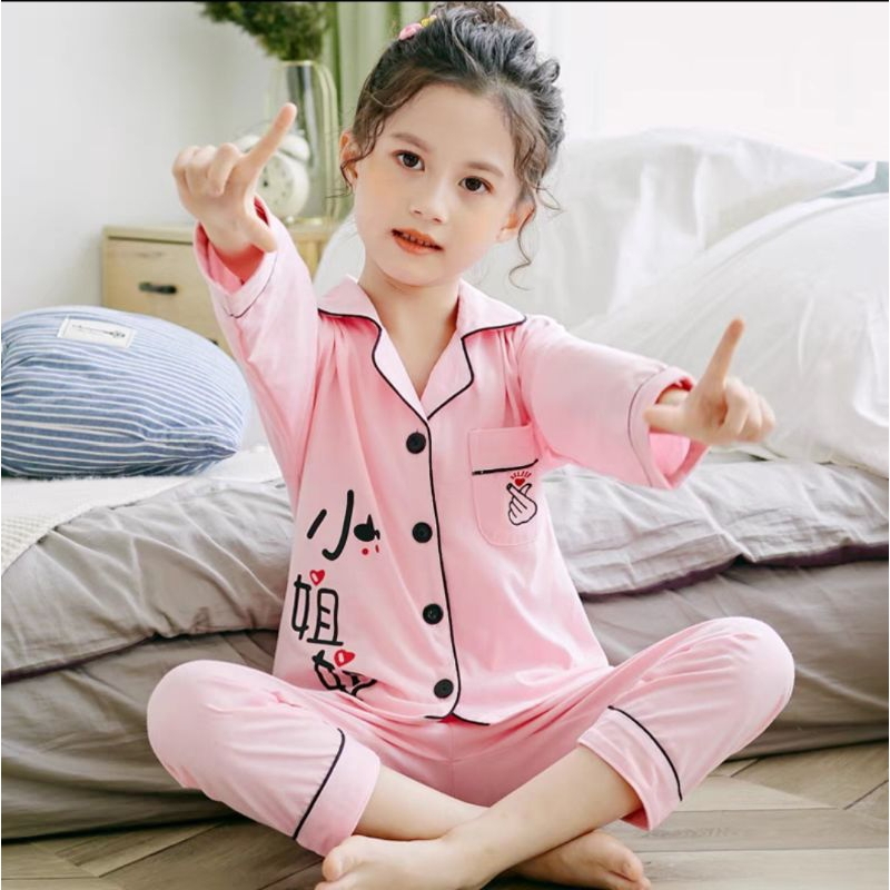 BAJU TIDUR ANAK LAKI LAKI DAN PEREMPUAN PREMIUM / STELAN PANJANG KANCING IMPORT