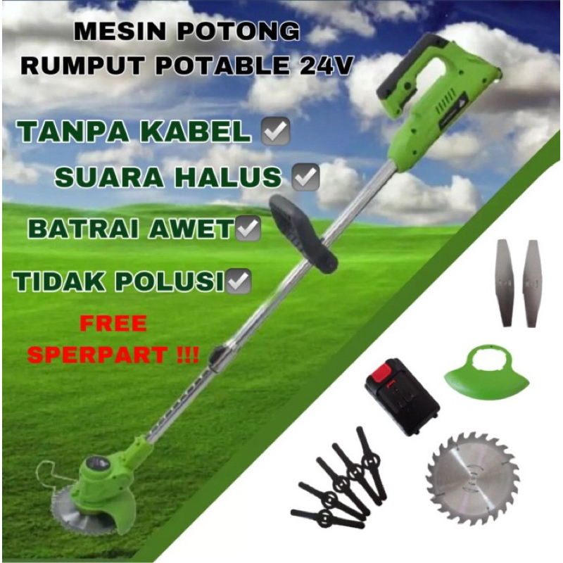 Mesin potong rumput Baterai DC24 VOLT Pemangkas Rumput Elektrik 24Volt